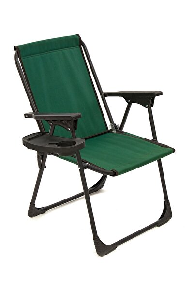 moniev Natura Kamp Sandalyesi Katlanır Piknik Sandalye Oval Bardaklıklı Yeşil