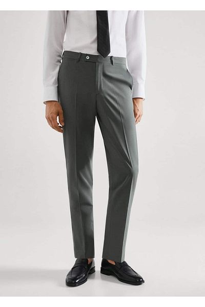 MANGO Man Slim Fit vlnené nohavice