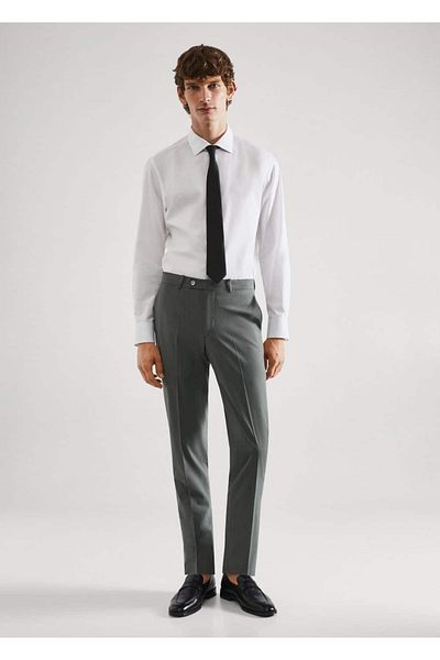 MANGO Man Slim Fit vlnené nohavice