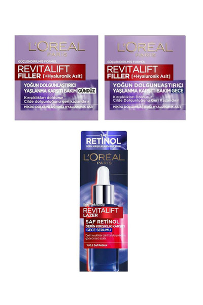 L'Oreal Paris Revitalift Hyaluronik Asit Yaşlanma Karşıtı Gündüz-Gece Kremi 50 ml ve Serum 30 ML