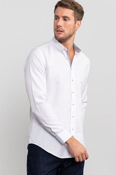 Tudors Obyčejná sportovní pánská košile Slim Fit s dlouhým rukávem a límečkem