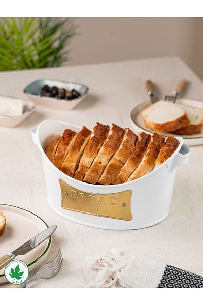 linmetal Boat Bread Rack with Metal Handles, Gondola Bread Rack, Bread Basket, Presentation Rack (Bread Plate)