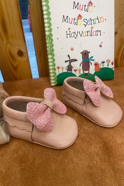 Beybium Adele Genuine Leather Baby Moccasin Powder