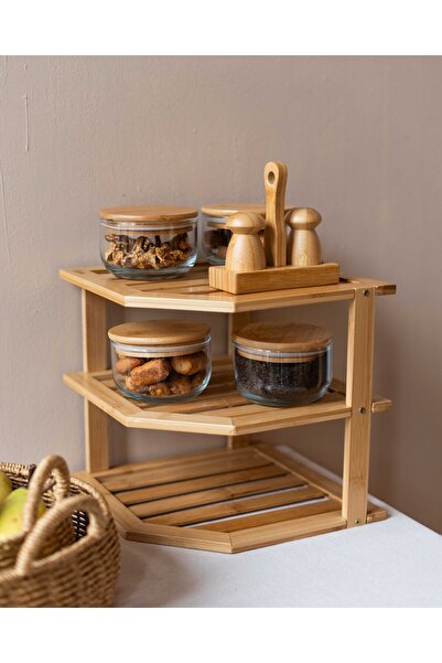 KaiHome Bambu 3Katlı Köşe Raf / Organizer / Düzenleyici