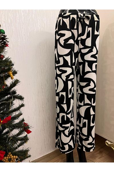 DENİZLİFE Relaxed Cut Patterned Lycra Wrap Pants
