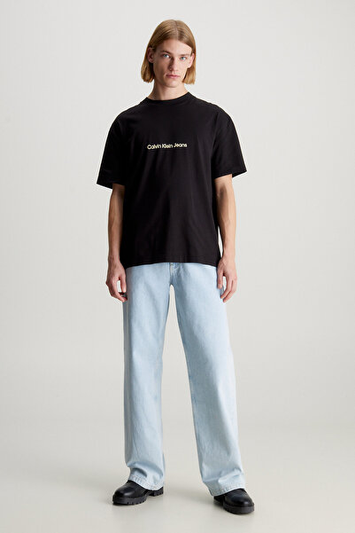Calvin Klein Back Printed Crew Neck Relaxed Fit Cotton Jersey T Shirt J30J325492BEH Men's T SHI