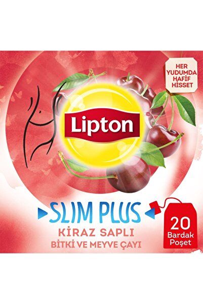 Lipton Bardak Poşet Çay Slim Plus Kiraz Saplı Bitki Çayı 2'li Paket