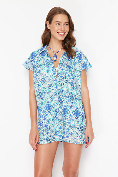 Trendyol Collection Mini Woven Beach Shirt - Tile Pattern, Tbess24Go00016