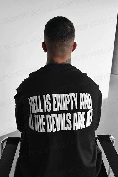 Teenage Millionaire Ανδρικό μπλουζάκι Hell & Devil Kabaran Print Black Crew Neck Oversize Salas