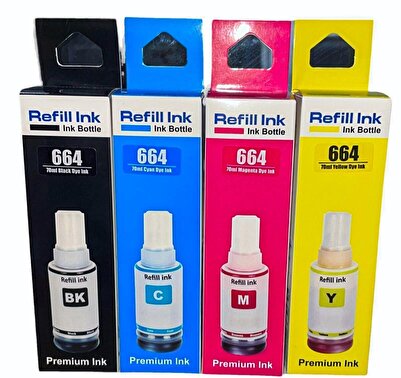 printiks EPSON T664 L382,l386,l3050,l3060,l3070,l565 4 Renk Mürekkep Seti Uyumlu