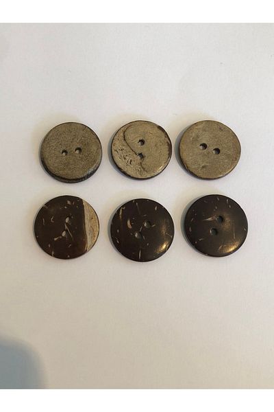 aensia Original Genuine Coconut Button Straight Hole 32 Size Buttons - Pack of 6 Buttons