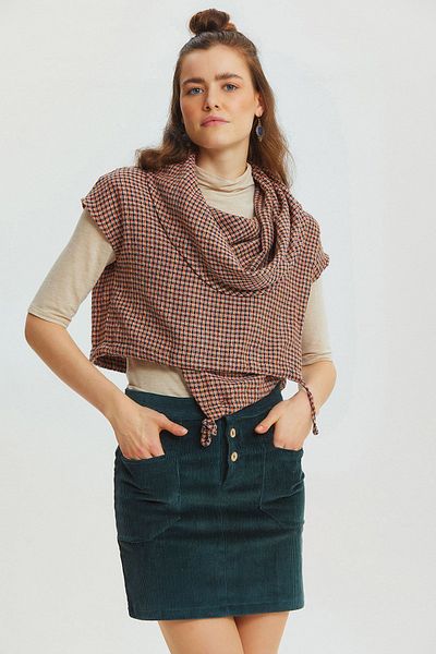 Clandestino Bohemian Corduroy Mini Skirt Turquoise