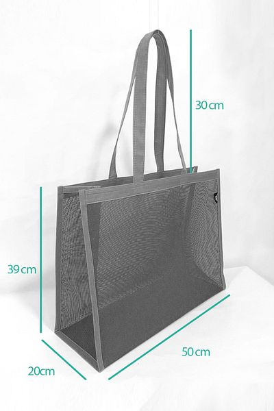ELEPHANT ÇANTA Women's Mesh Beach Bag Red Color High Quality Mesh Fabric 39X50 cm Large Volume Beach Bag