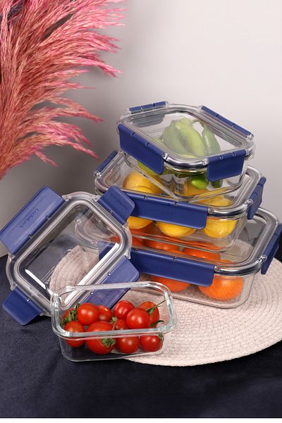 Viyalente Lock & Lock Ultra Durable Glass Storage Set - 300ml, 630ml, 1lt, 1.6lt| 400°C Safe as Heat