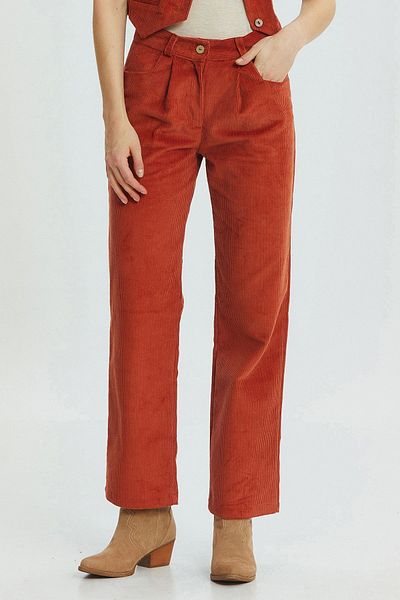 Clandestino Pantaloni din velur în stil boem portocaliu