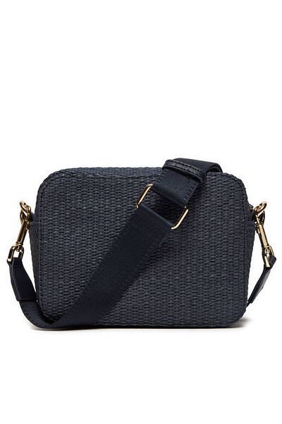 Tommy Hilfiger Women's Leather Brand Logo Zippered Daily Use Navy Blue Shoulder Bag AW0AW17002-DW6
