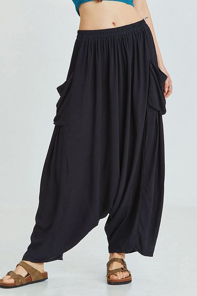 Clandestino Black Shalwar Trousers - Elastic Waist