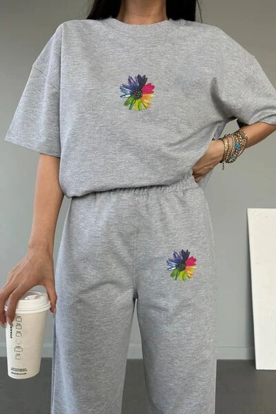 LAND MODA Σετ φόρμας στο κάτω μέρος με πολύχρωμο φλοράλ εμπριμέ