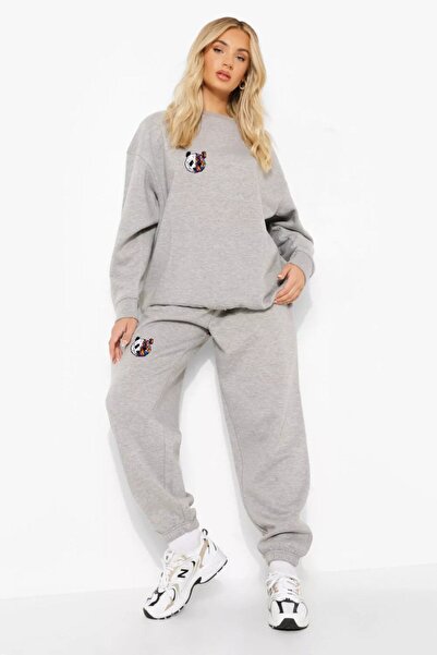 LAND MODA طقم سويت شيرت وسروال رياضي نسائي بطبعة باندا