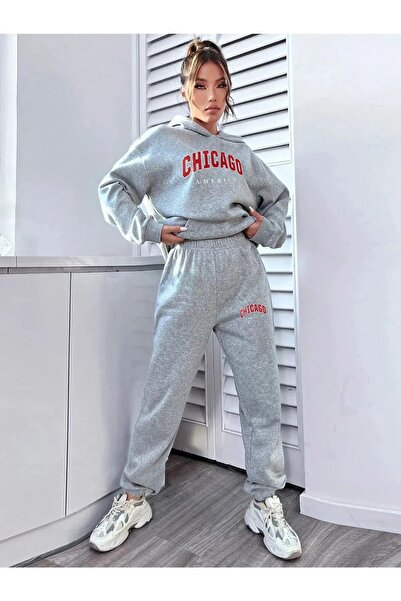 LAND MODA Set de hanorac și pantaloni de trening pentru femei cu imprimeu Çhi...