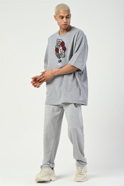 LAND MODA Card Printed Tracksuit Set - Lower and Upper Set