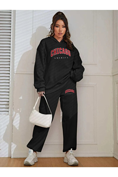 LAND MODA Σετ γυναικεία φούτερ και φούτερ με στάμπα Chicago - Hoodie
