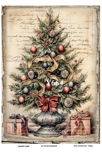 LİNEART ورق ديكوباج نحاسي بنمط عيد الميلاد رقم: YILŞI664- 29X42 سم