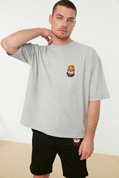 LAND MODA Σετ ανδρικό μπλουζάκι και σορτς με σχέδιο σκύλου