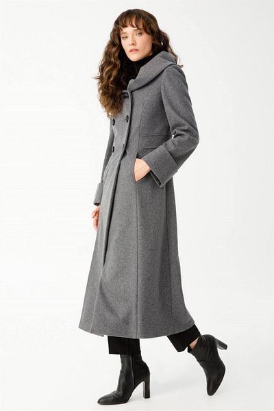 Esswaap Chandelier Boy Coat with Knuckle Collar and Double Breasted Front Closure Anthracite