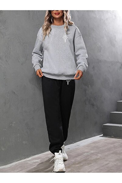 LAND MODA Women's Sword Printed Hooded Sweatshirt and Sweatpants Set