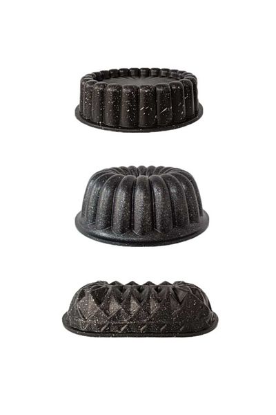 BİMOTE 3-Piece Granite Cast Cake Mold Set Tart, Slice and Baton Cake Baking Mold
