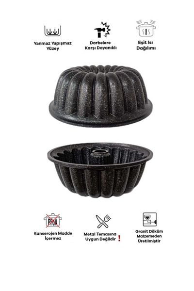 BİMOTE 3-Piece Granite Cast Cake Mold Set Tart, Slice and Baton Cake Baking Mold