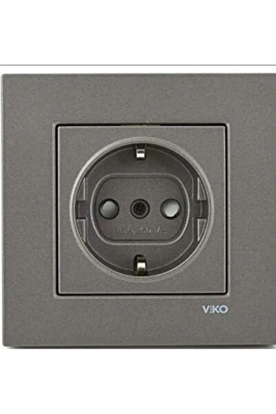 VİKO Artline Novella Antrasit Çocuk Korumalı Topraklı Priz Çerçeveli Dahil