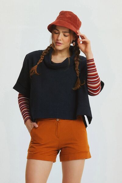 Clandestino Bohem Tarz Kışlık Pamuklu Şort Taba