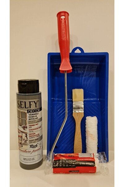 Rich Selfy Decor 500 Cc (750 Gr) Royal Gri Kendinden Vernikli Dolap Boyama Seti