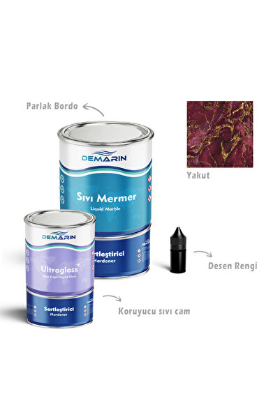 Demarin Çift Bileşenli Solventsiz Sıvı Mermer, Liquid Marble (tezgah, Zemin B...