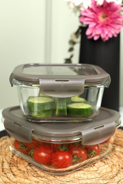 Viyalente Lock & Lock Durable Glass Storage Set 500ml & 750ml - 400°C Safe as Heat