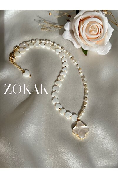 Zokak Sertifikalı Doğal Taş Gerçek Inci Set, Gerçek Sedef Taşı Set, Inci Kolye, Inci Bileklik, Inci Küpe