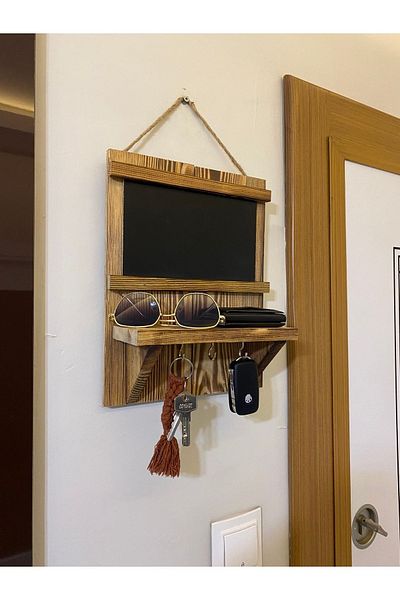 ALSHOP Handmade Entrance Hall Key Hanger with Chalk Board. Multi-Purpose Shelf Hanger
