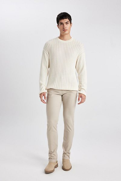 DeFacto Chino Canvas Παντελόνι Slim Fit Slim Εφαρμογή Τσέπες ίσιο πόδι C2401ax24sp