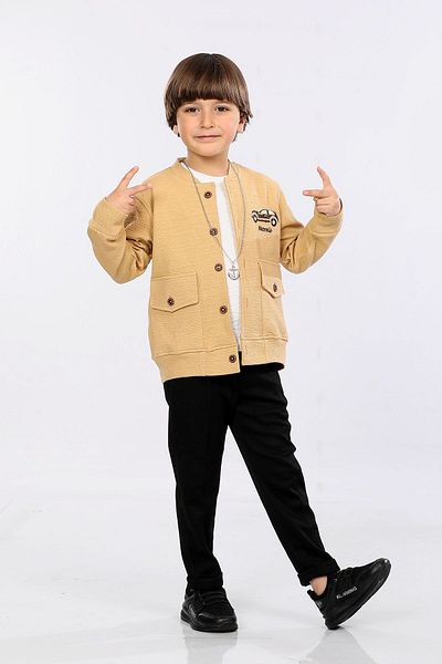 MORNIO Set 3 piese pentru băiat, jachetă, tricou și pantaloni VF24KMR51107