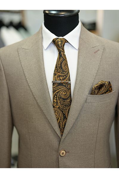 LONATOLİA Italian Style Slim Fit Suit for Men - Luxury Half Lined, Point Stitching, Bag Pocket