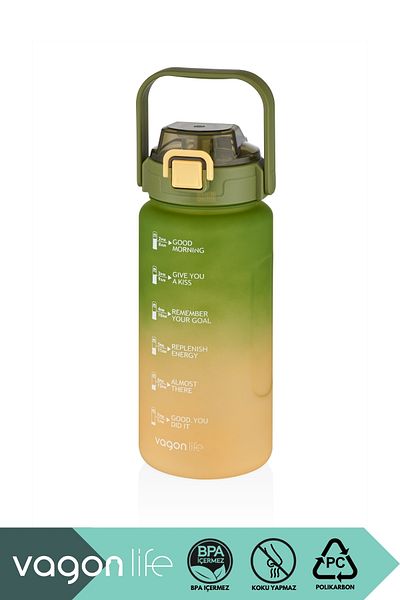 Vagonlife 2000ml Renewed Colors - Use Without Straw and Handle, Double Color Motivation Water Bottle