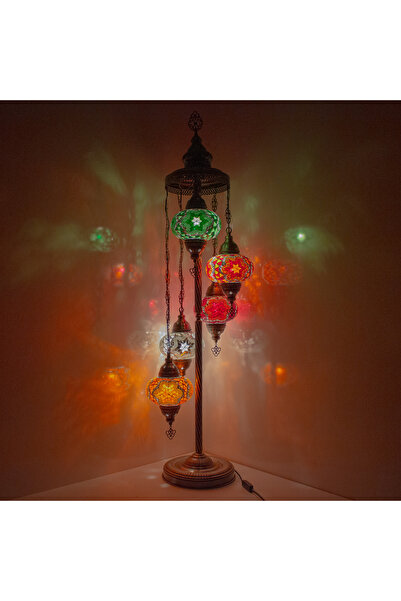 mosland home Mozaik 5'li Lambader, Köşe Lambası, Osmanlı Dekoratif Ev Aydınlatmaları, El Yapımı Mozaik Lamba