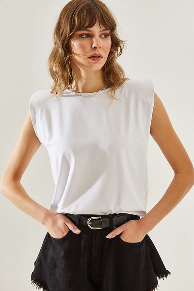 Bianco Lucci Ärmelloses, wattiertes Basic-T-Shirt für Damen -60251201