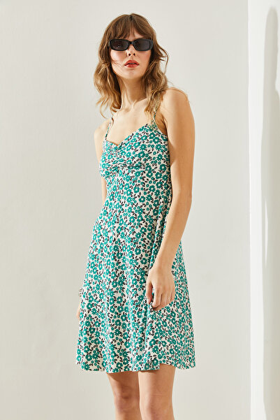 Bianco Lucci Μίνι γυναικείο φόρεμα με κορδόνια με λουλουδάτο σχέδιο -60251212