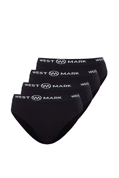 WESTMARK LONDON Pachet de 4 chiloți negri din amestec de bumbac elastan pentru femei LILY THONG