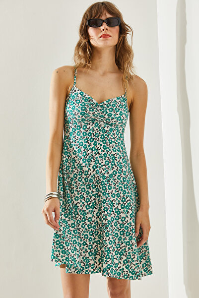 Bianco Lucci Μίνι γυναικείο φόρεμα με κορδόνια με λουλουδάτο σχέδιο -60251212