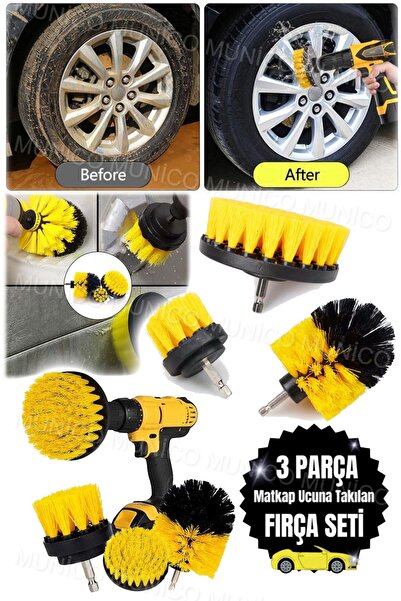 Munico 3 Adet Döner Ovma Fırçaları Banyo Köşesi Harç Zemin Küvet Duş Fayans M...