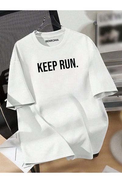 BENROMA Unisex Oversize T-Shirt - KEEP RUN Printed, Ηλικία 3-12